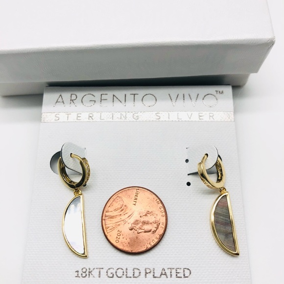Argento Vivo 18k Gold Plated Moon Earrings - Picture 3 of 4